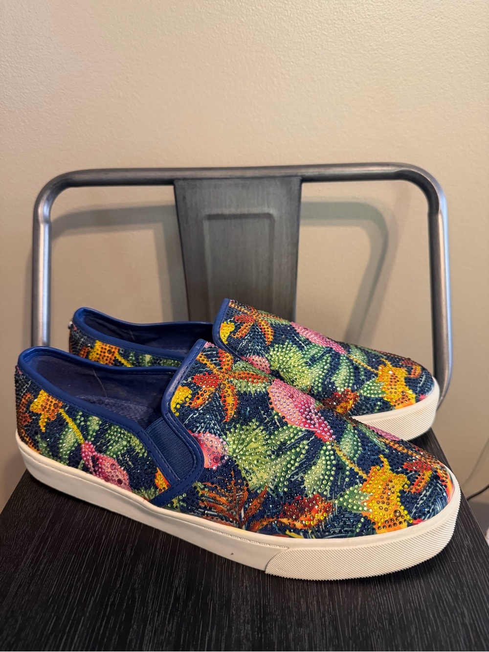 Alex Marie Tropical Floral Rhinestone Slip On Sneakers Size 11M